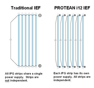 Diagram illustrating the difference between traditional IEF systems and the new PROTEAN i12 IEF system