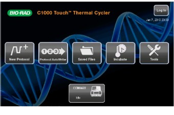 The LCD screen of the CFX96 Touch Deep Well qPCR system for easy naviagation and set up of experiments