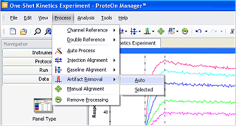 Artifact removal in an SPR sensorgram