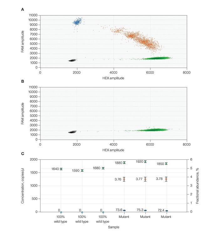 Quantification of BRAF V600E mutation in the presence of wild-type DNA using PrimePCR ddPCR assays