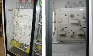 Foam model and final image of NGC chromatography system in a deli fridge