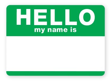 blank green name tag