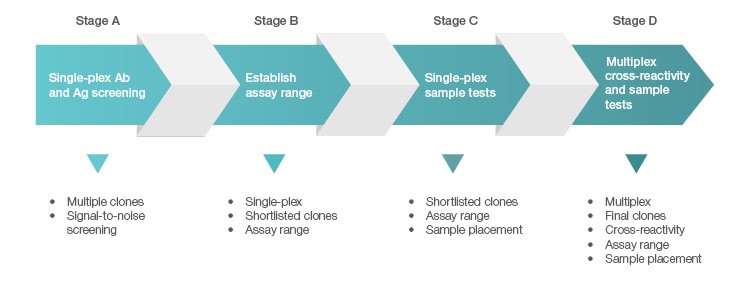 Fig. 1. Four-stage screening and qualification of antigens and antibodies.