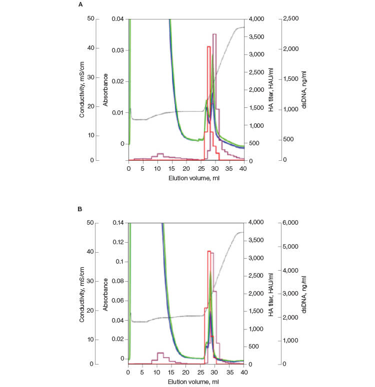 Fig. 1 Replicate elution of influenza virus from CHT XT.