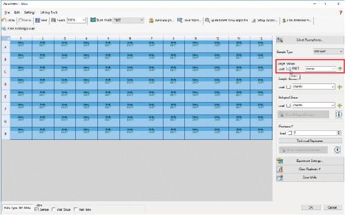 4.6 Make sure wells are still highlighted and check the Load box next to FRET under Target Names.